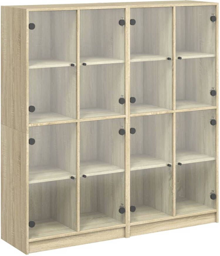 VidaXL Boekenkast met deuren 136x37x142 cm hout sonoma eikenkleurig