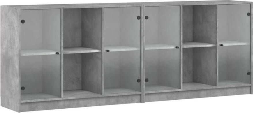 VidaXL Boekenkast met deuren 204x37x75 cm bewerkt hout betongrijs