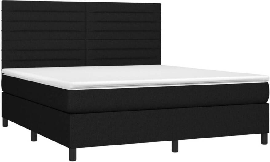 VidaXL -Boxspring-met-matras-en-LED-stof-zwart-180x200-cm