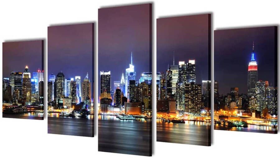 VidaXL Canvas muurdruk set Kleurrijke New York skyline 100 x 50 cm