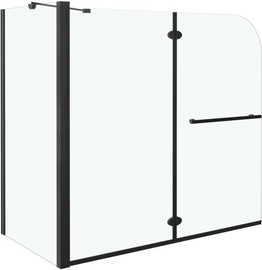 VidaXL Douche klapwand 120x68x130 cm ESG zwart