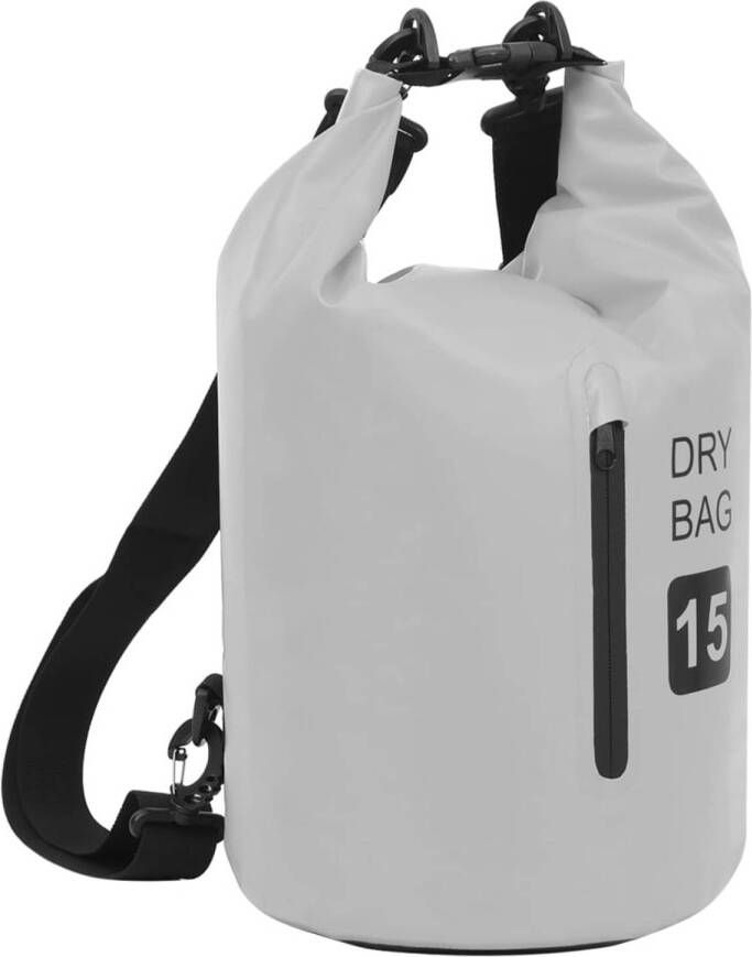 VidaXL Drybag met rits 15 L PVC grijs