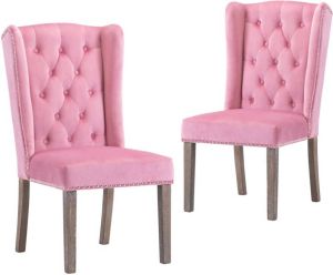 VidaXL Eetkamerstoelen 2 st fluweel roze VDXL_3055859