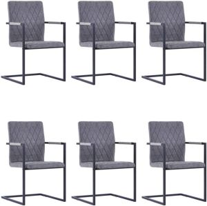 VidaXL Eetkamerstoelen 6 st cantilever kunstleer donkergrijs