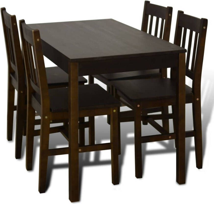 VidaXL Eettafel met 4 stoelen hout bruin