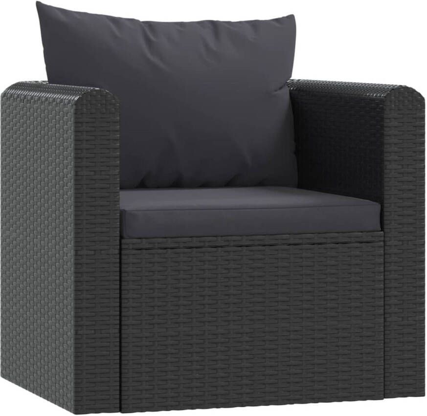 VidaXL Fauteuil met kussens poly rattan zwart