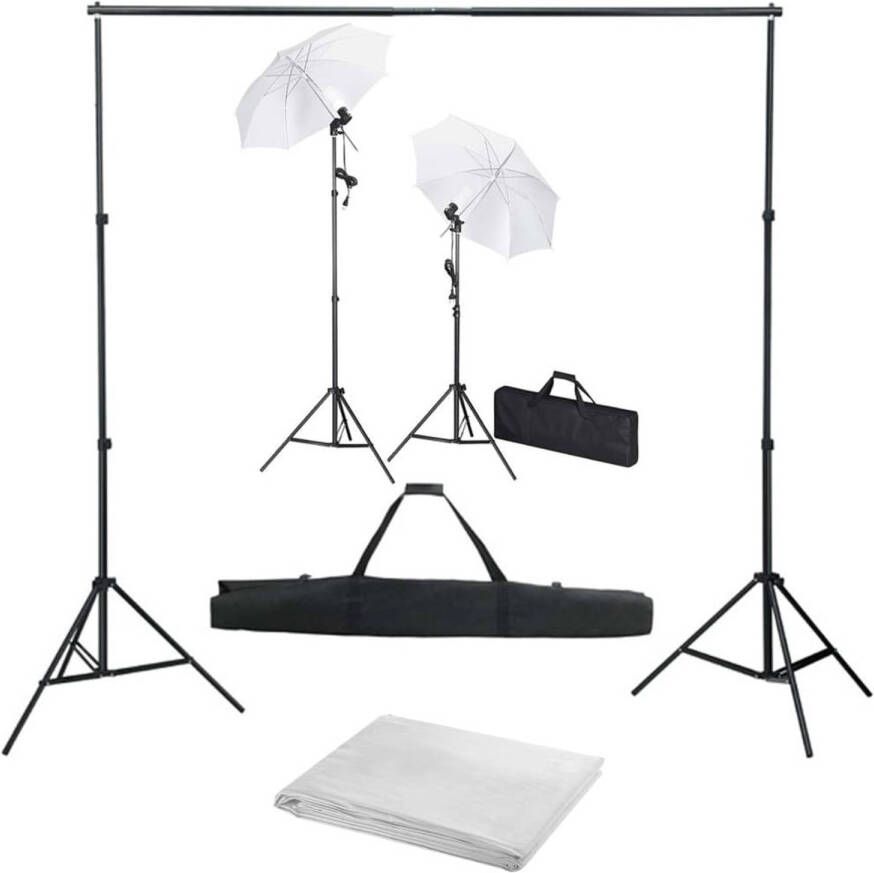 VidaXL Fotostudioset met achtergrond lampen en paraplu&apos;s