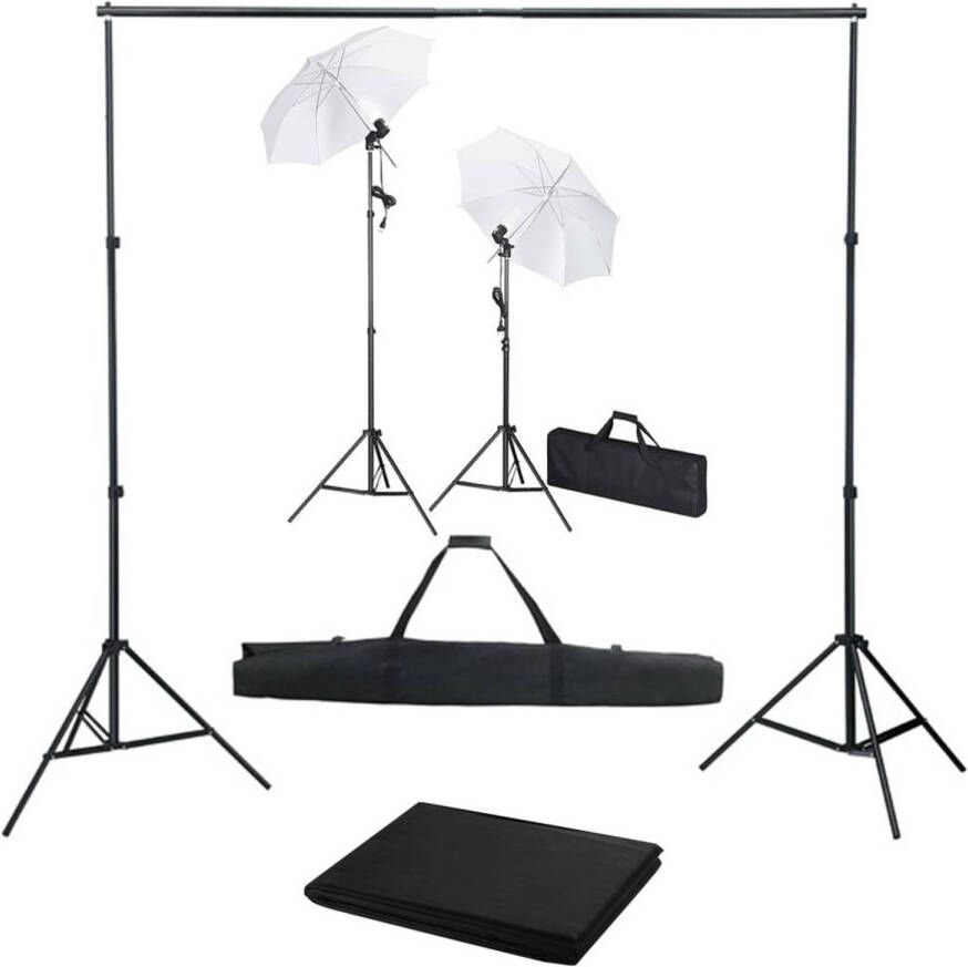 VidaXL Fotostudioset met achtergrond lampen en paraplu&apos;s