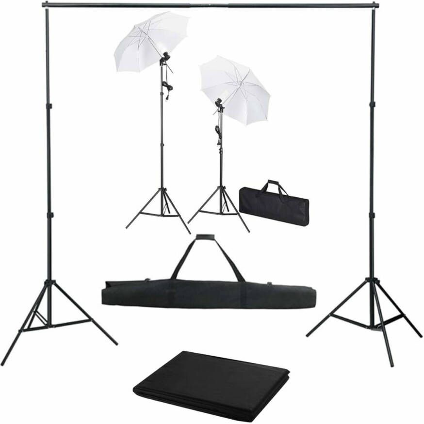 VidaXL Fotostudioset met achtergrond lampen en paraplu&apos;s