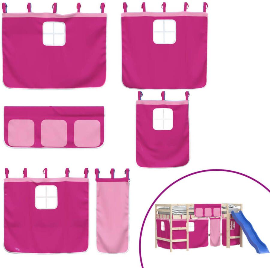 VidaXL Gordijnen voor hoogslaper polyester roze