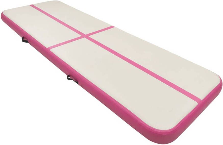 VidaXL Gymnastiekmat met pomp opblaasbaar 400x100x15 cm PVC roze