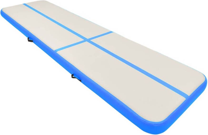 VidaXL Gymnastiekmat met pomp opblaasbaar 600x100x15 cm PVC blauw