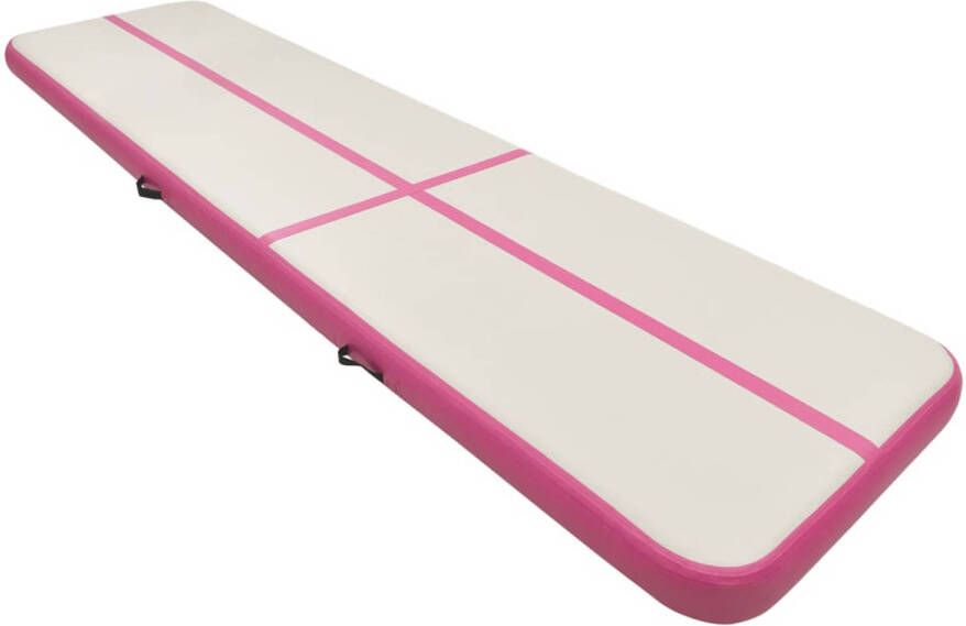 VidaXL Gymnastiekmat met pomp opblaasbaar 600x100x15 cm PVC roze