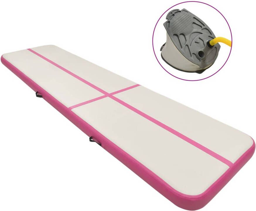 VidaXL Gymnastiekmat met pomp opblaasbaar 600x100x15 cm PVC roze