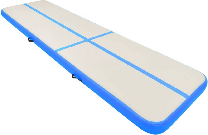 VidaXL Gymnastiekmat met pomp opblaasbaar 600x100x20 cm PVC blauw