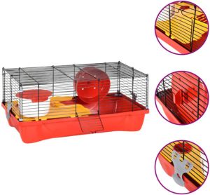 VidaXL Hamsterkooi 58x32x36 cm polypropeen en metaal rood