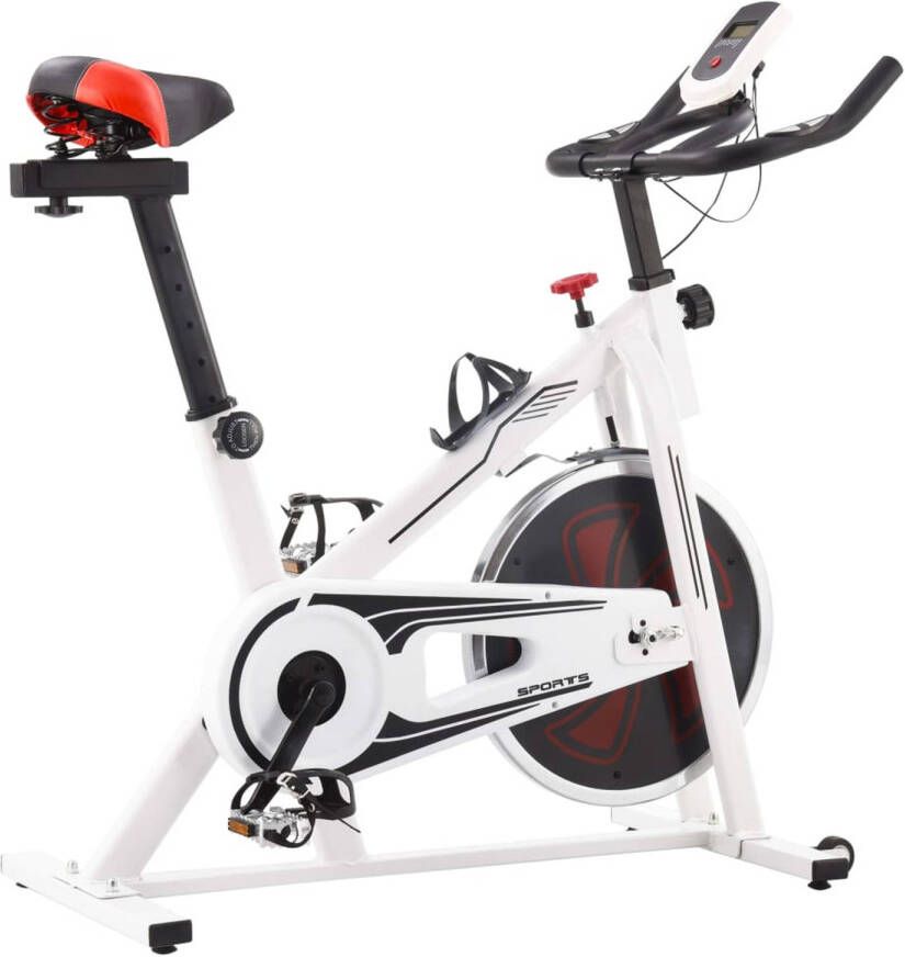 VidaXL Hometrainer met hartslagsensoren wit en rood