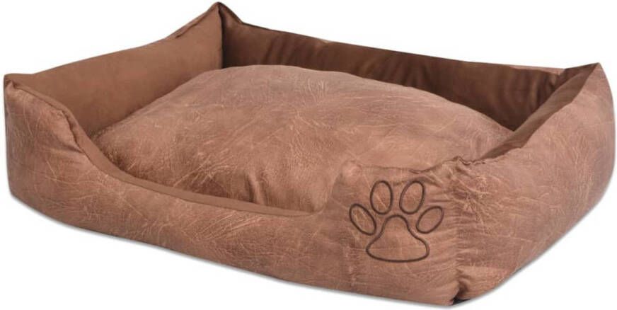 VIDAXL honden kattenbed PU-kunstleer maat M beige 65x48x18cm