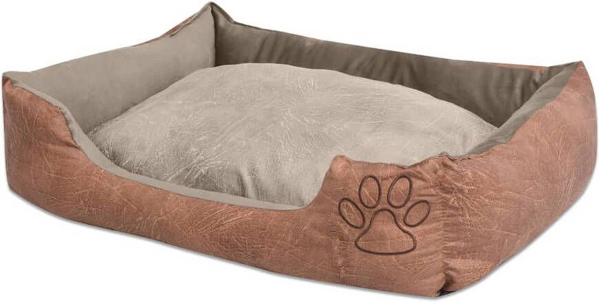 VIDAXL honden kattenbed PU-kunstleer maat XXL beige 110x80x21cm