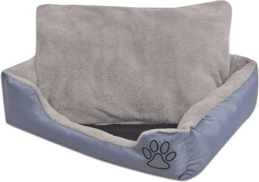 VIDAXL honden kattenbed gewatteerd kussen maat XXL grijs 110x80x21cm