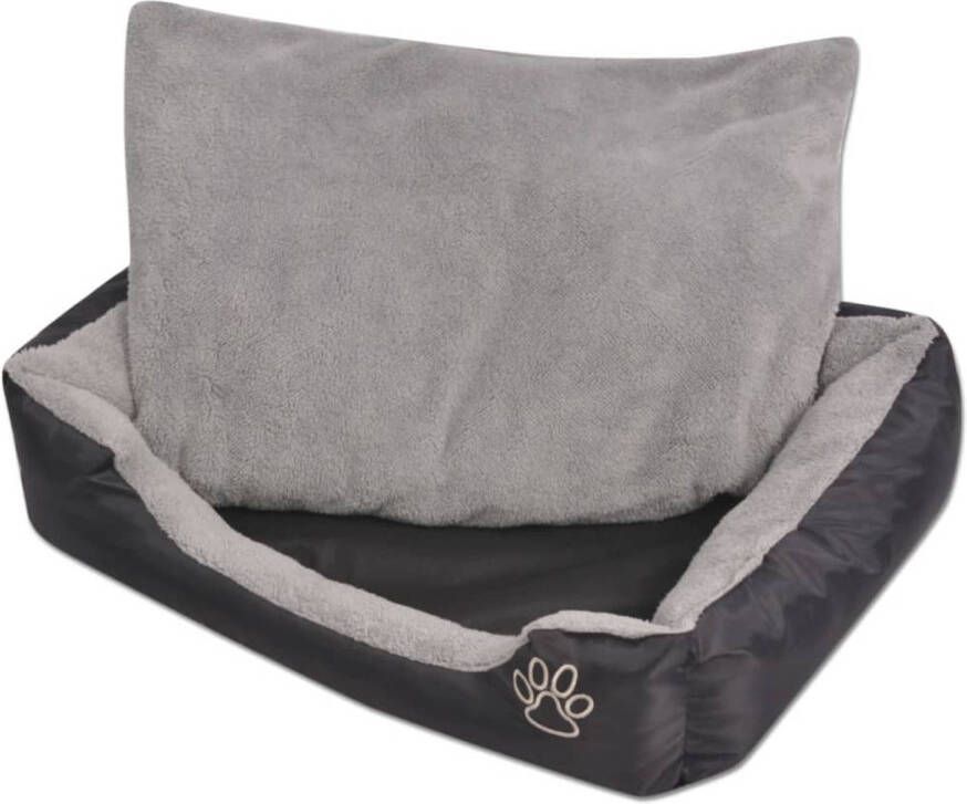 VIDAXL honden kattenbed gewatteerd kussen maat XXL zwart 110x80x21cm