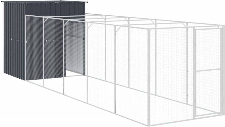 VidaXL Hondenhok met ren 165x659x181 cm gegalvaniseerd staal antraciet