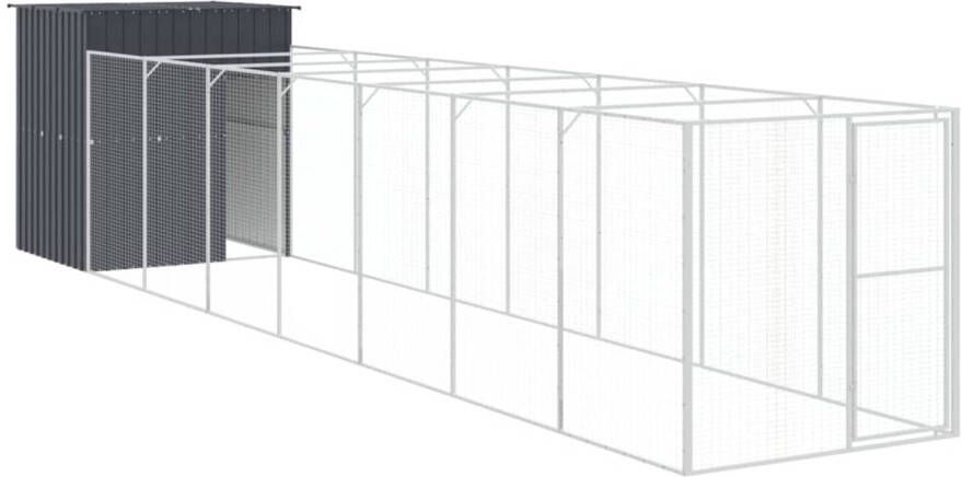 VidaXL Hondenhok met ren 165x863x181 cm gegalvaniseerd staal antraciet