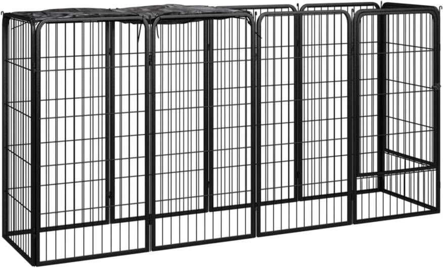 VidaXL Hondenkennel 10 panelen 50 x 100 cm gepoedercoat staal zwart