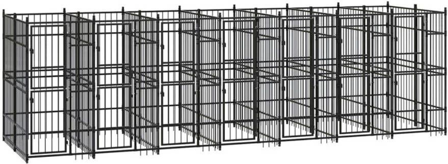 VIDAXL Hondenkennel Zwart 672 X 192 X 200 Cm Kennel