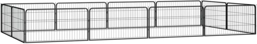 VidaXL Hondenkennel 12 panelen 100x50 cm gepoedercoat staal zwart