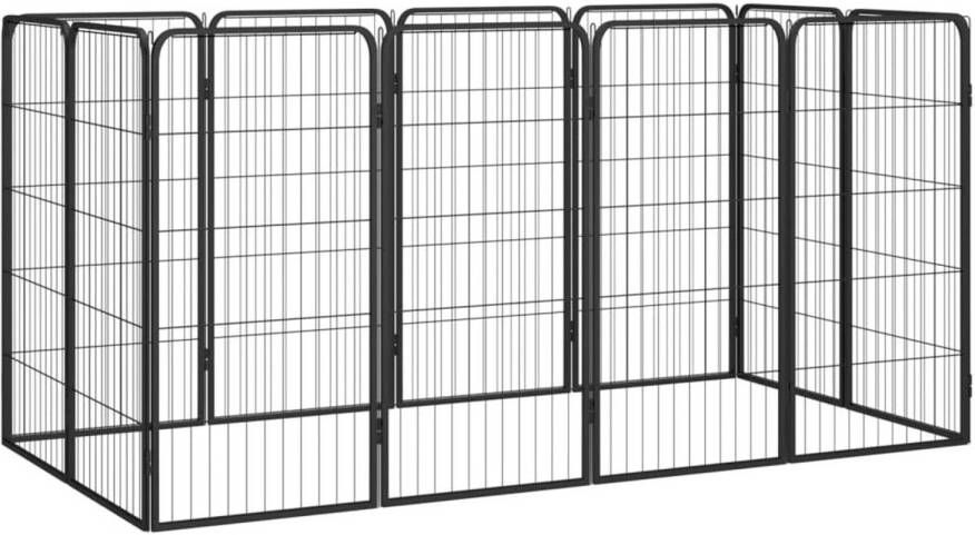 VidaXL Hondenkennel 12 panelen 50 x 100 cm gepoedercoat staal zwart