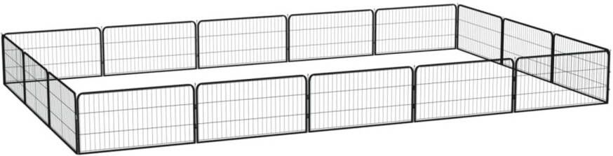 VidaXL Hondenkennel 16 panelen 100x50 cm gepoedercoat staal zwart