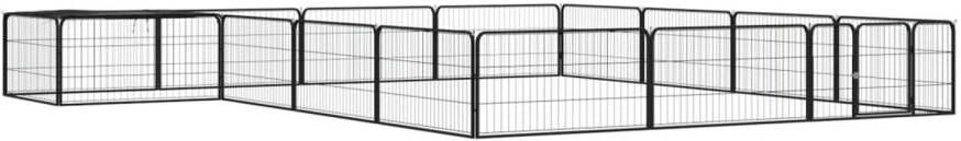 VidaXL Hondenkennel 16 panelen 100x50 cm gepoedercoat staal zwart