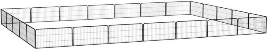 VidaXL Hondenkennel 24 panelen 100x50 cm gepoedercoat staal zwart