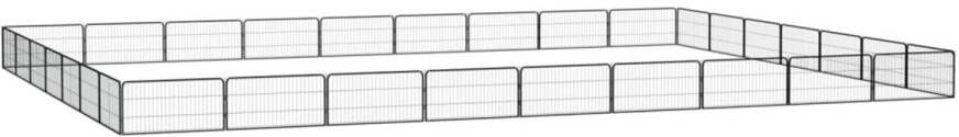 VidaXL Hondenkennel 32 panelen 100x50 cm gepoedercoat staal zwart