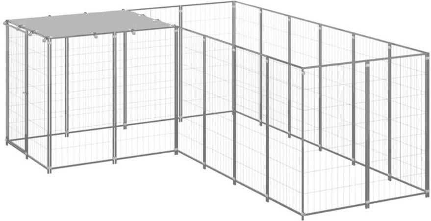 VIDAXL Hondenkennel Zilver 4.84 M² Puppyverblijf