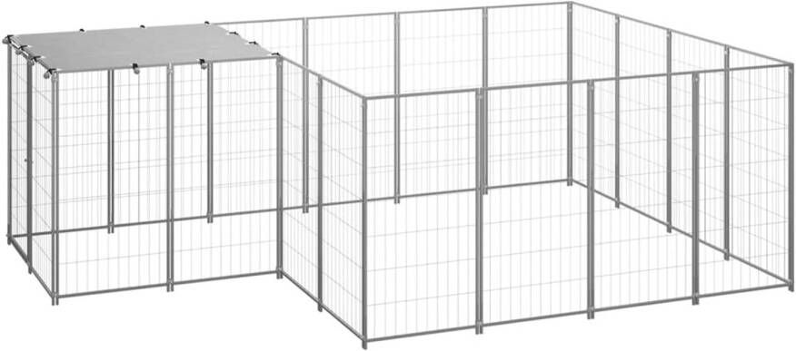 VIDAXL Hondenkennel Zilver 6.05 M² Puppyverblijf