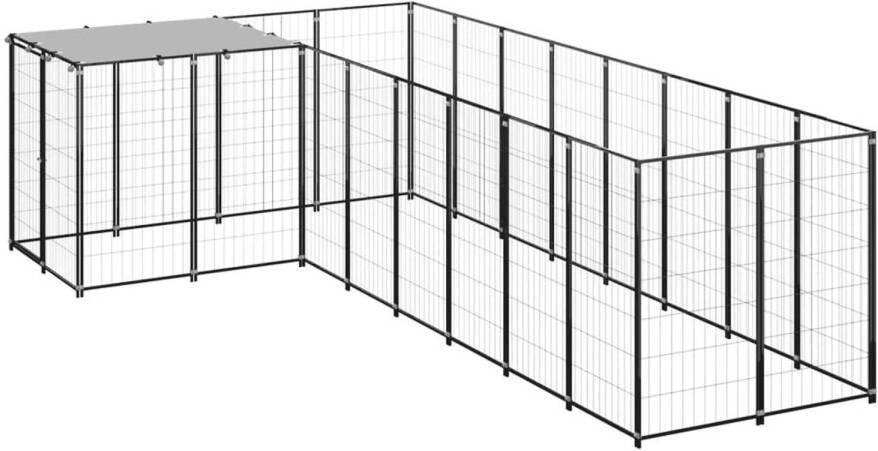 VIDAXL Hondenkennel Zwart 6.05 M² Puppyverblijf