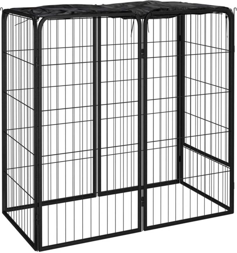 VidaXL Hondenkennel 6 panelen 50 x 100 cm gepoedercoat staal zwart