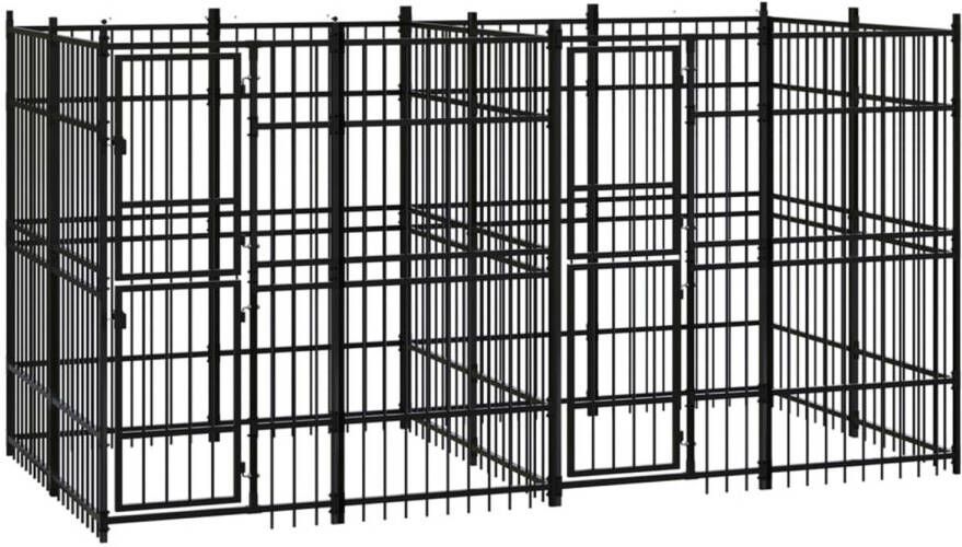 VIDAXL Hondenkennel Zwart 384 X 192 X 200 Cm Kennel