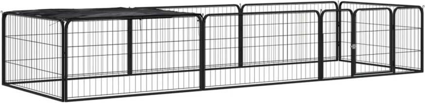 VidaXL Hondenkennel 8 panelen 100x50 cm gepoedercoat staal zwart