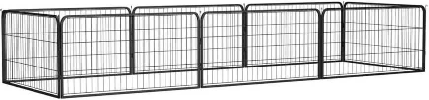 VidaXL Hondenkennel 8 panelen 100x50 cm gepoedercoat staal zwart