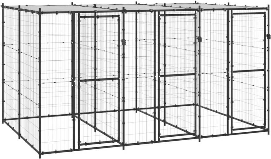 VIDAXL Hondenkennel Zwart 330 X 220 X 180 Cm Kennel