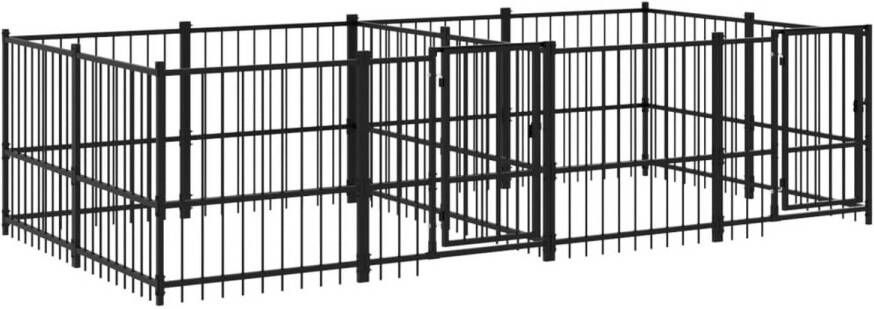 VIDAXL Hondenkennel Zwart 388 X 193.5 X 100 Cm Kennel