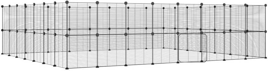 VidaXL Huisdierenkooi met deur 60 panelen 35x35 cm staal zwart