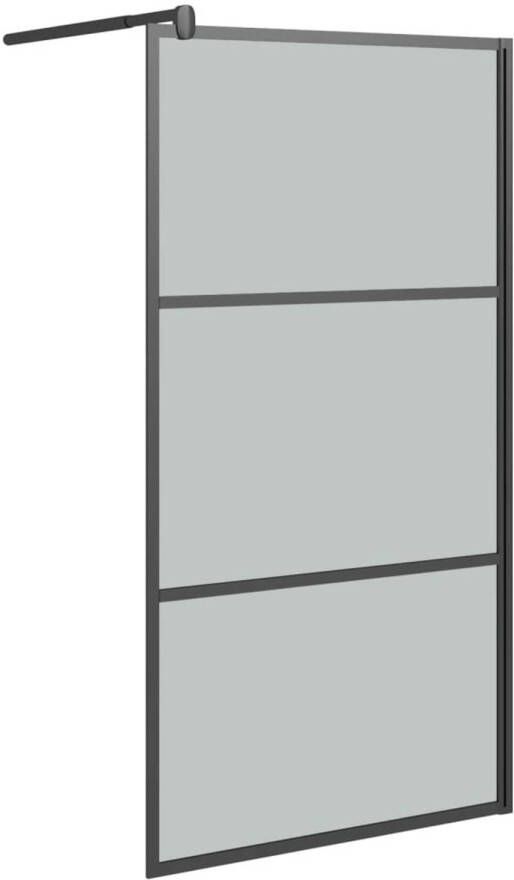 VidaXL Inloopdouchewand 100x195 cm donker ESG-glas zwart