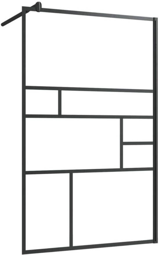 VidaXL Inloopdouchewand 100x195 cm ESG-glas transparant en zwart