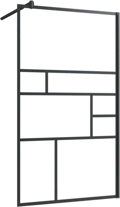 VidaXL Inloopdouchewand 90x195 cm ESG-glas transparant en zwart