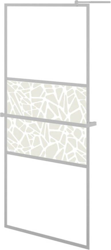 VidaXL Inloopdouchewand met schap 100x195 cm ESG-glas aluminium chroom