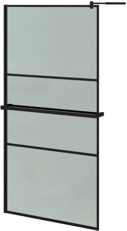 VidaXL Inloopdouchewand met schap 100x195 cm ESG-glas aluminium zwart